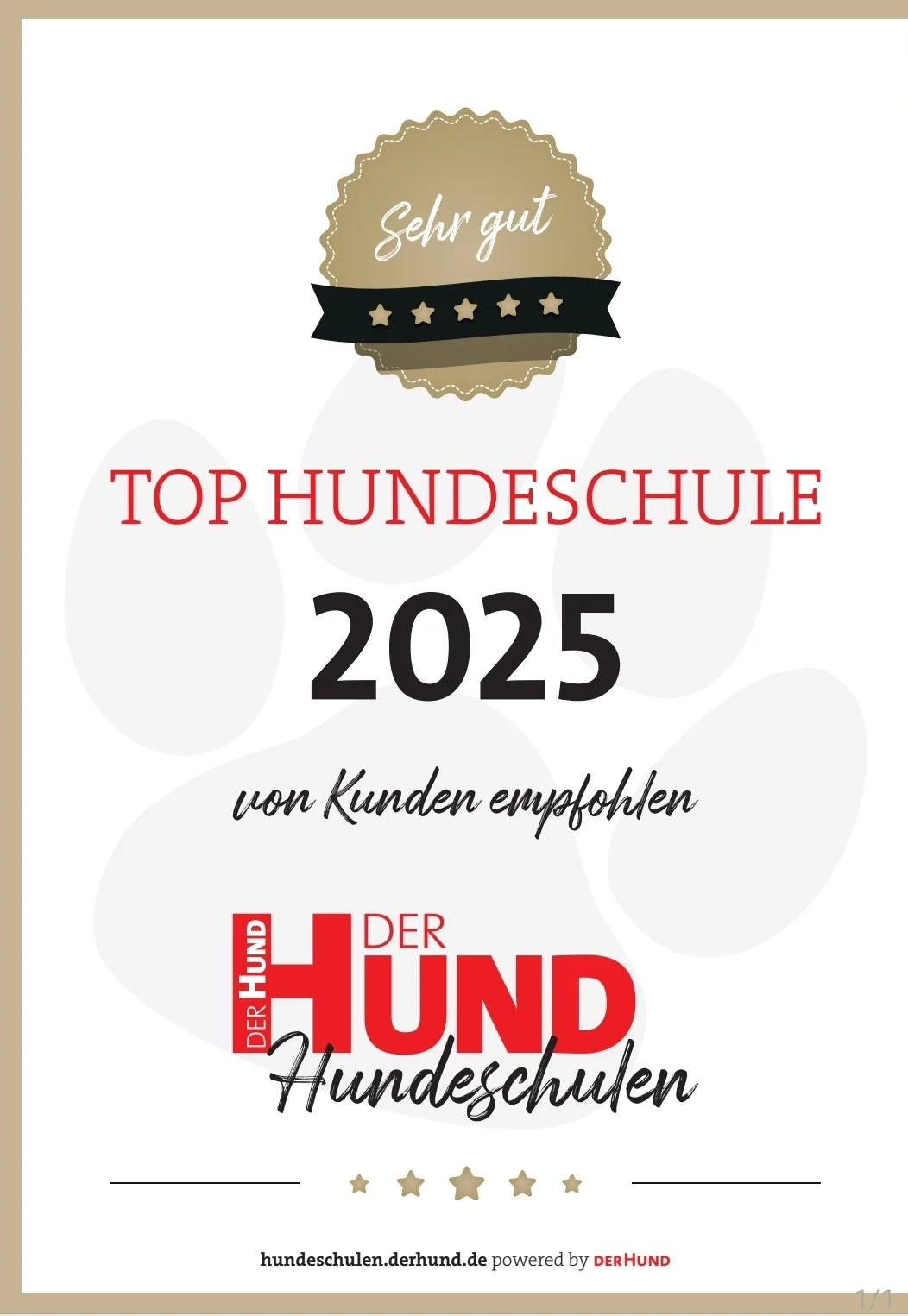 TOP Hundeschule 2024 Urkunde Top Hundeschule